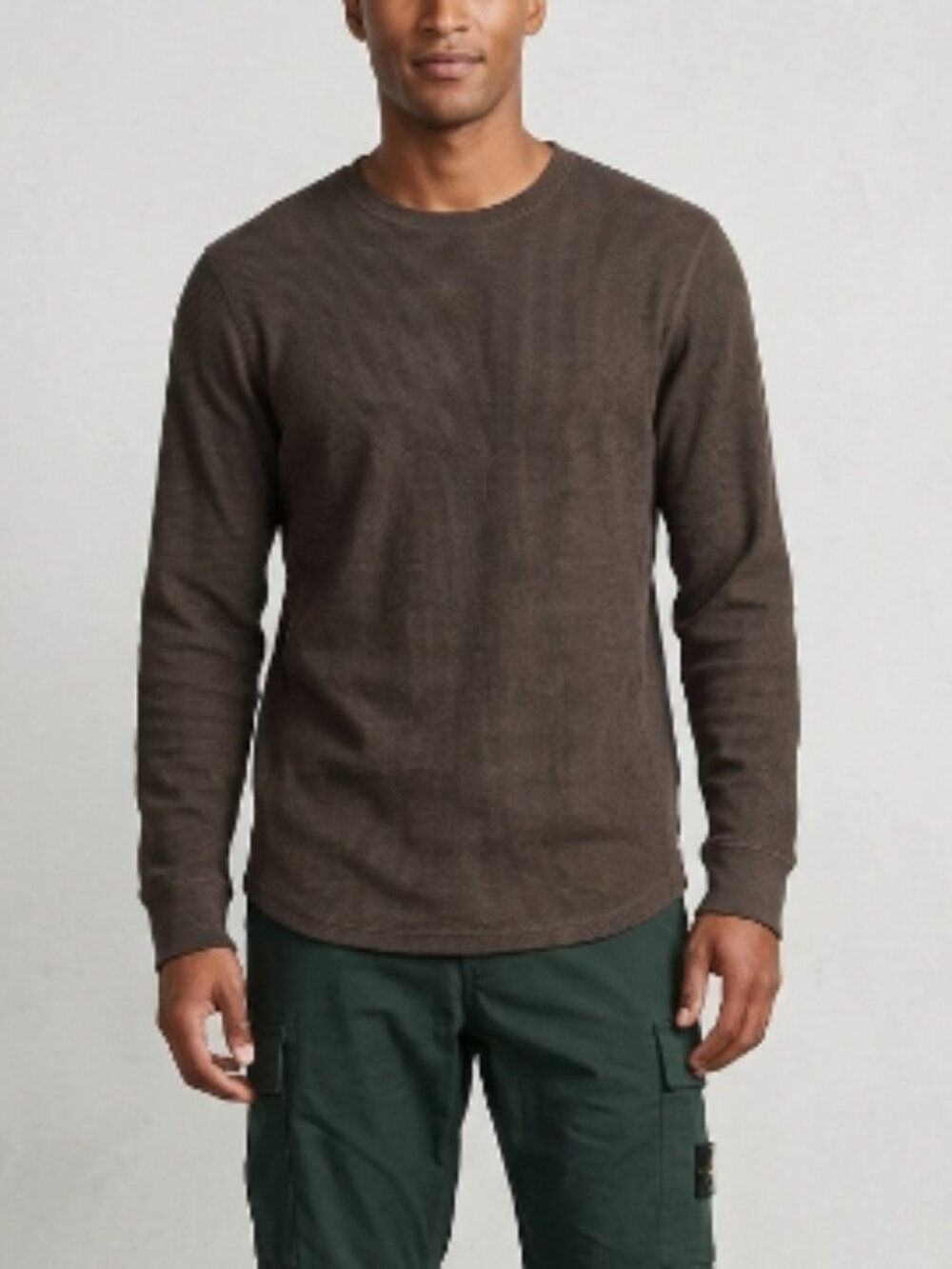 Eddie Bauer Thermal Shirt Top TXL Tall Waffle Knit Outdoor Cabin Utility Green